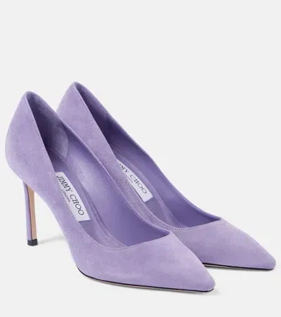 Jimmy Choo Romy 85 Suede Pumps In Purple