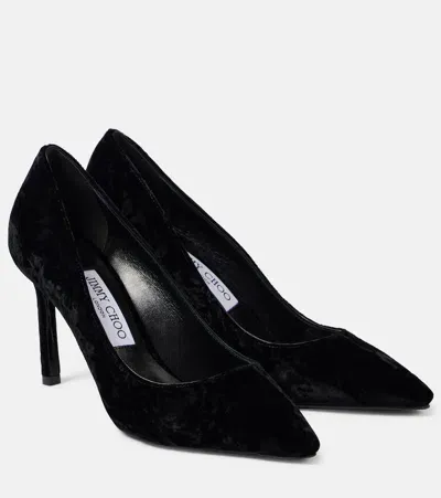 Jimmy Choo Romy 85 Velvet Pumps In Black