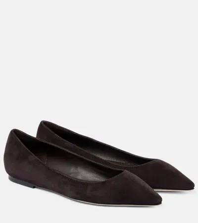 Jimmy Choo Romy Suede Ballet Flats In Brown