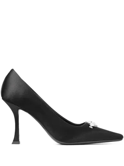 Jimmy Choo Ryker 90 Embellished Satin Pumps In Black