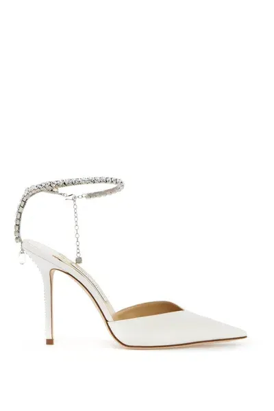 Jimmy Choo Saeda 100 Satin Pumps In White