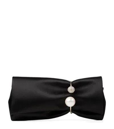 Jimmy Choo Satin Xandra Clutch Bag In Black