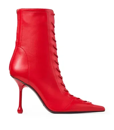 Jimmy Choo Scarlett 95 Leather Boots In Red