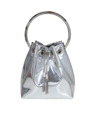 Jimmy Choo Secchiello In Pelle Metallizzata In Silver