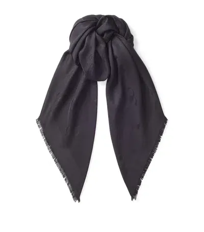 Jimmy Choo Silk-wool Emani Scarf In Black