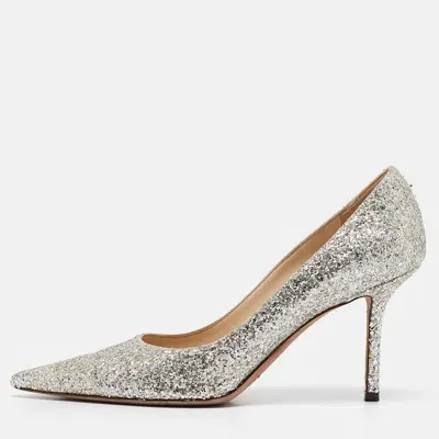 Pre-owned Jimmy Choo Silver Glitter Romy Pumps Size 39.5