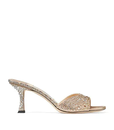 Jimmy Choo Skye 70 Rhinestone-embellished Mules In Gold/crystal