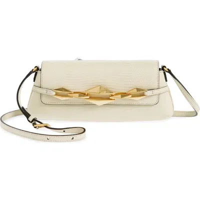 Jimmy Choo Leather Lizard Print Diamond Shoulder Bag In Bamboo