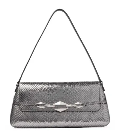 Jimmy Choo Snake Print Diamond Shoulder Bag In Silver/black