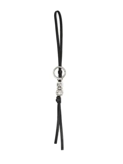 Jimmy Choo Spheres Bag Charm In Black/silver