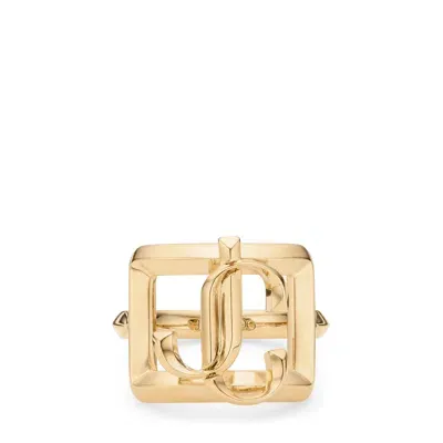 Jimmy Choo Square Jc Slim Ring In Silver