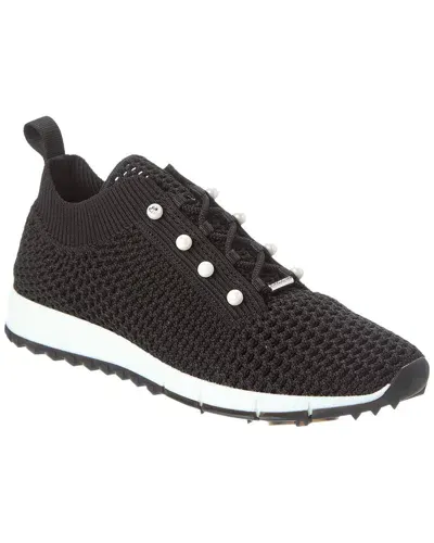 Jimmy Choo Veles Crochet Knit Sneaker In Black