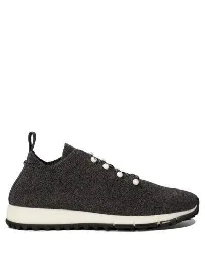 Jimmy Choo Veles Cotton Knit Pearly Stud Sneakers In X Black Mix