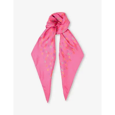 Jimmy Choo Womens A450 Rose Branded Silk Scarf