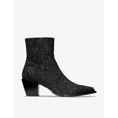 Jimmy Choo Womens Black Cece 60 Glittered Heeled Ankle Boots