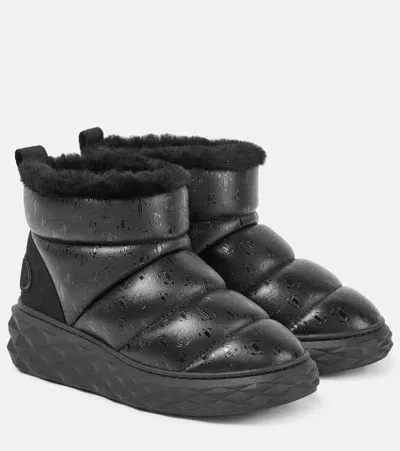 Jimmy Choo Xan Shearling-lined Leather Snow Boots In Schwarz