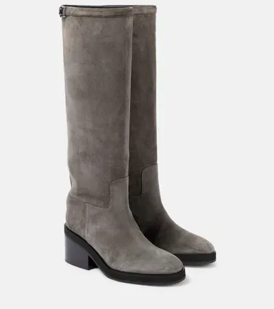 Jimmy Choo Yasmin 70 Suede Knee-high Boots In Grey