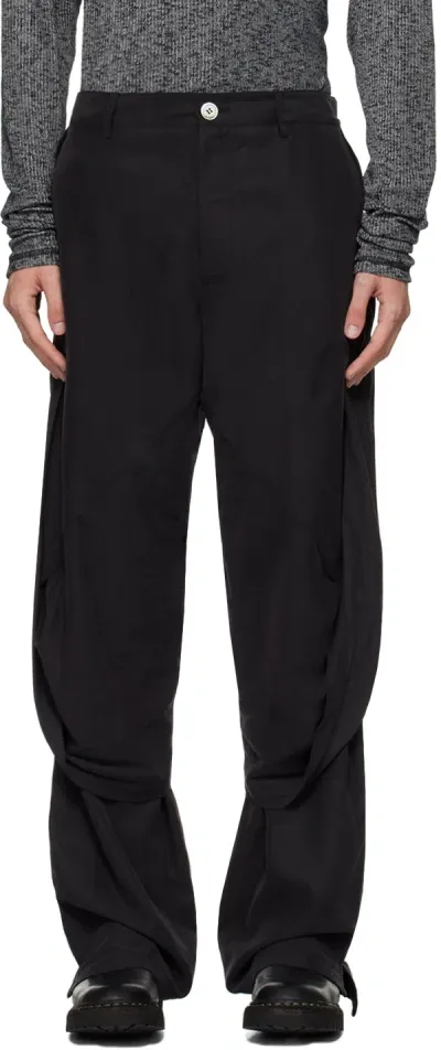 Jiyongkim Black Draped Layered Trousers