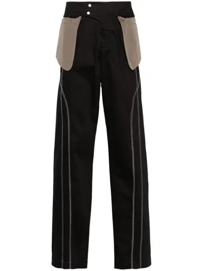 J.lal Binate Straight Trousers In Black