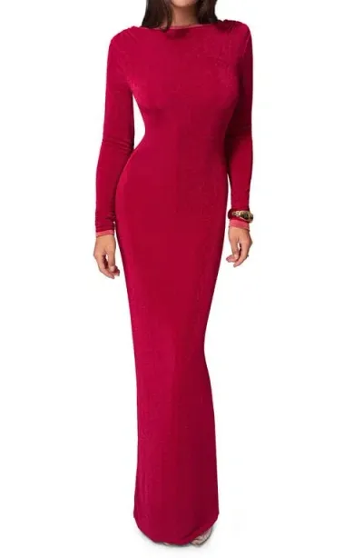 Jluxlabel Ashton Reversible Long Sleeve Knit Gown In Berry