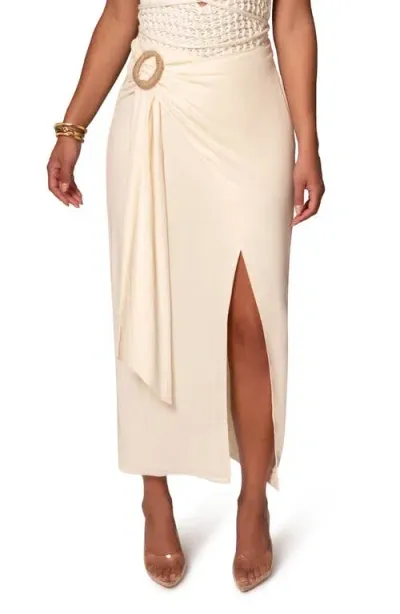 Jluxlabel Athea Faux Wrap Drape Skirt In White