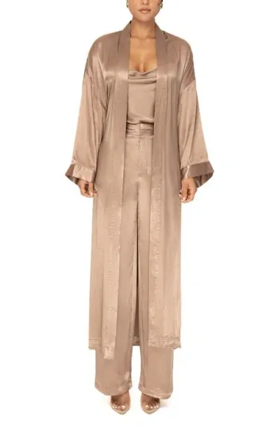 Jluxlabel Forever & Always Satin Robe In Brown