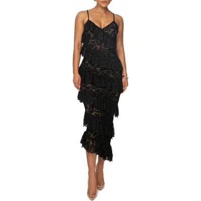 Jluxlabel Forever Ruffle Lace Midi Dress In Black