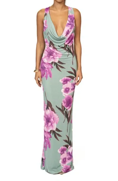 Jluxlabel Highlights Floral Stretch Dress In Green