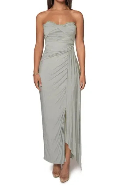 Jluxlabel Roe Drape Stretch Strapless Maxi Dress In Green