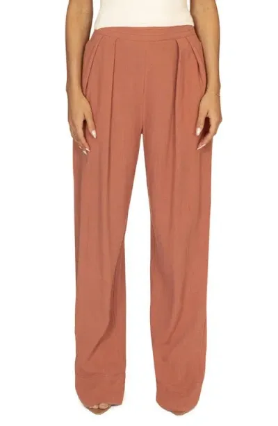 Jluxlabel Villa Views Cotton & Linen Pants In Red