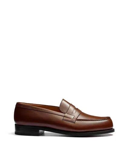 Jm Weston Leather Loafers In Brown