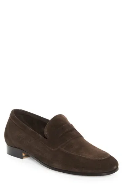 Jm Weston 180 Moccasin Suede Loafers In Brown