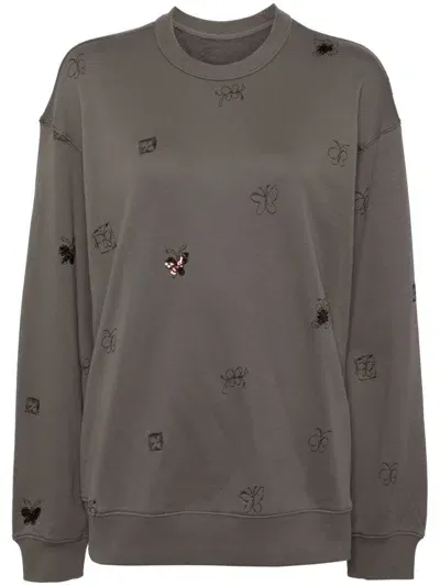 Jnby Butterfly-embroidered Sweatshirt In Gray