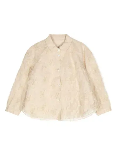 Jnby By Jnby Kids' Lace-detailing Shirt In Neutrals