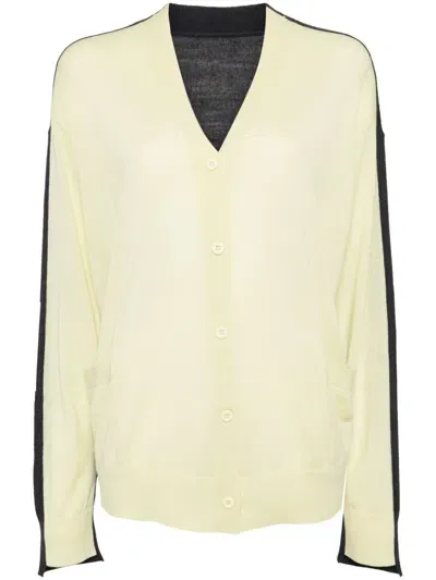 Jnby Two-tone Wool Cardigan In Yellow