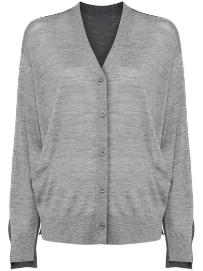 Jnby V-neck Contrasting Cardigan In Grey