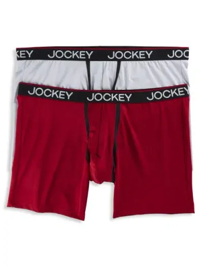 Jockey 2-pk Chafe-proof Micro Boxer Briefs In Red/gry Dove