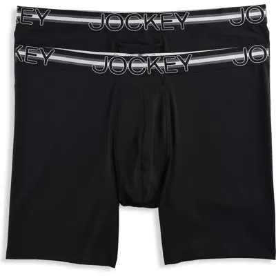 Jockey 2-pk Stability Pouch Microfiber Boxer Briefs In Black