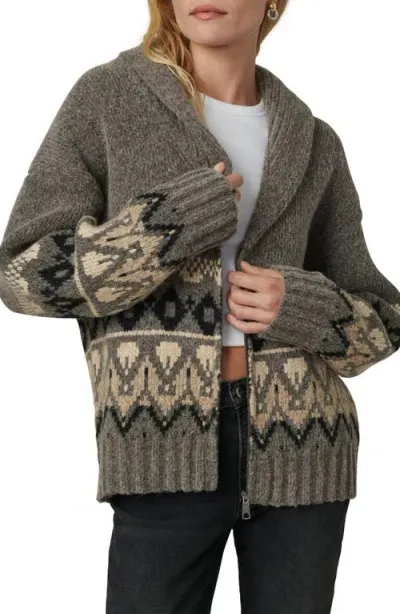 Joe's The Inga Fair Isle Zip Front Cardigan In Charcoal Brown Fai