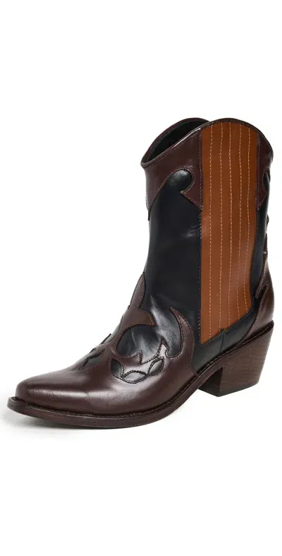 Johanna Ortiz Mule Deer Boots Dark Chocolate/caramel/black