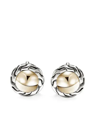 John Hardy 14kt Yellow Gold Essential Stud Earrings In Silver