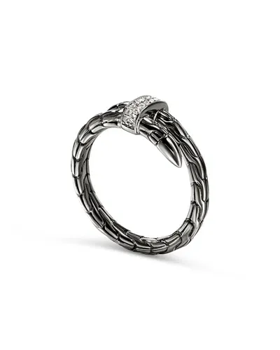 John Hardy Black Rhodium-plated Sterling Silver Spear Diamond Wrap Ring