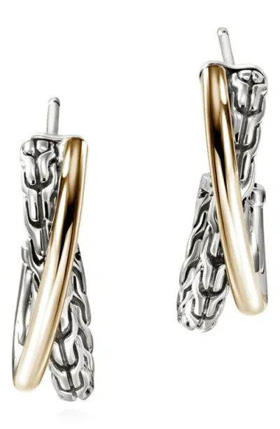 John Hardy 14k Yellow Gold & Sterling Silver Jh Essentials Crossover Earrings In Silver/gold