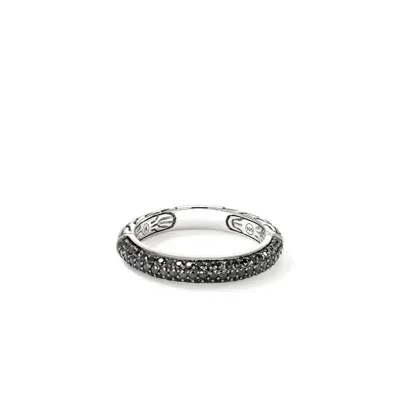 John Hardy Jh Essential Pavé Band Ring, Sterling Silver, Treated Black Sapphire, 3.5mm<br />