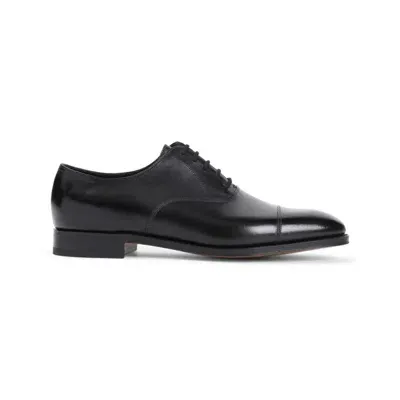 John Lobb Mens Black City Ii Leather Oxford Shoes