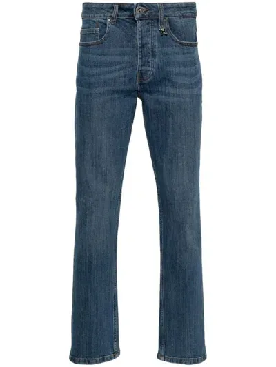 John Richmond Cotton Slim Jeans With Logo In Blue