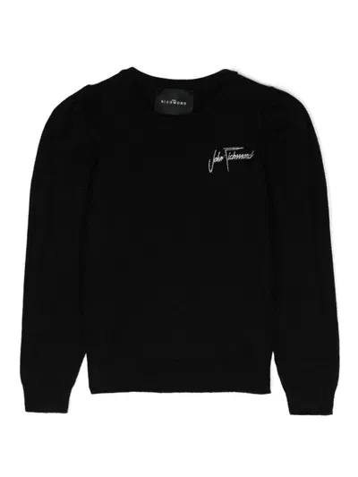 John Richmond Junior Kids' Embroidered-logo Sweater In Black