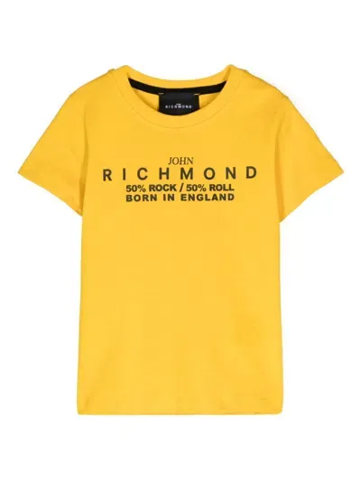 John Richmond Junior Kids' Logo-appliqué T-shirt In Yellow