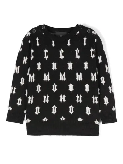 John Richmond Junior Babies' Logo-intarsia Sweater In Black