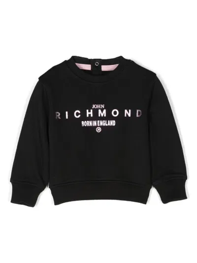 John Richmond Junior Babies' Logo-print Cotton Sweater In Black